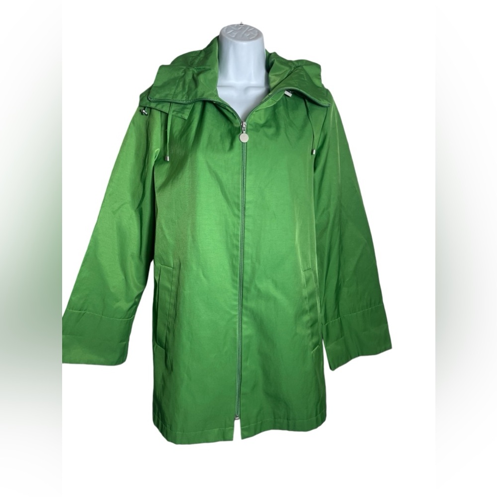 Calvin‎ Klein jacket size small women’s bright green hooded trench coat 💚💚💚